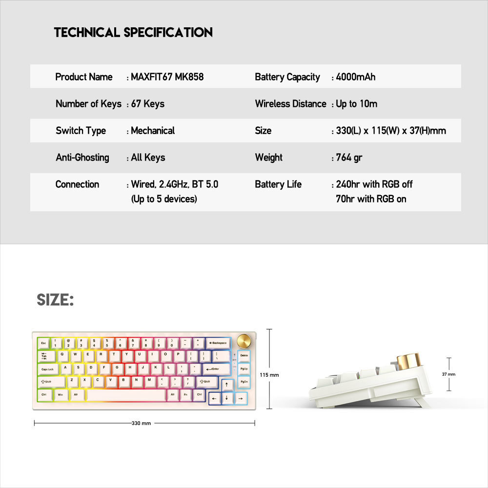 Fantech keyboard MK858 MAXFIT67
