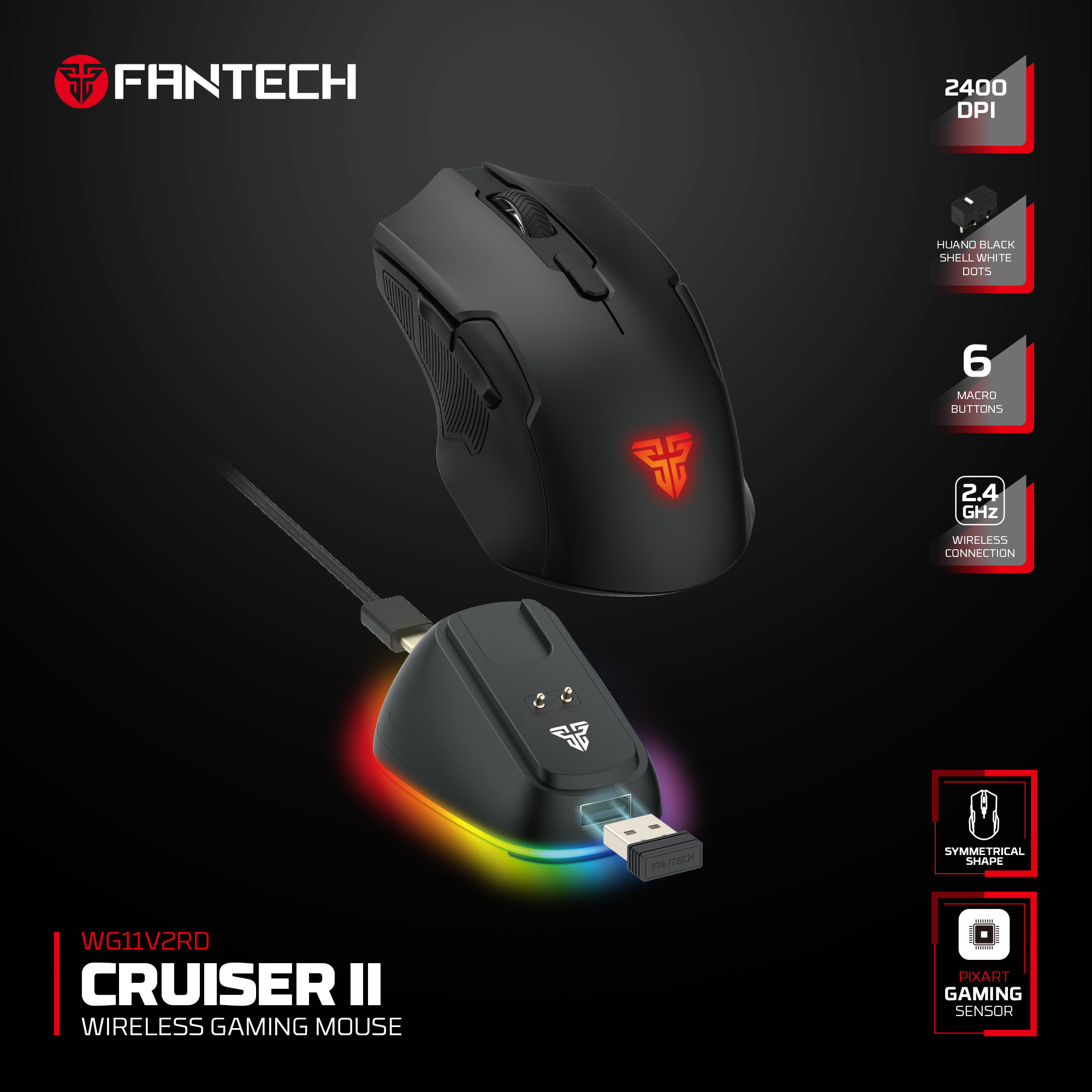 Fantech Mouse WG11V2RD Cruiser ii Wireless